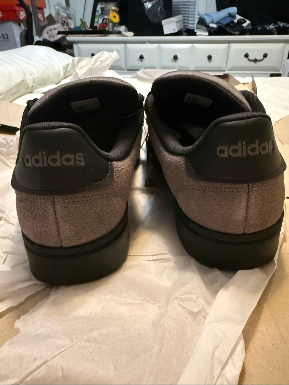 NIB Adidas Grand Court Alpha 0 Gray and Black Suede Sneakers